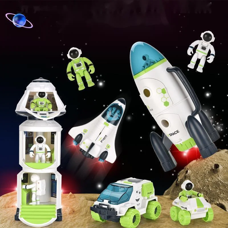 

Acousto Optic Space Rocket Toy Astronaut Spaceship Toys Model Shuttle Space Station Rocket Aviation Series Toys Child Gift