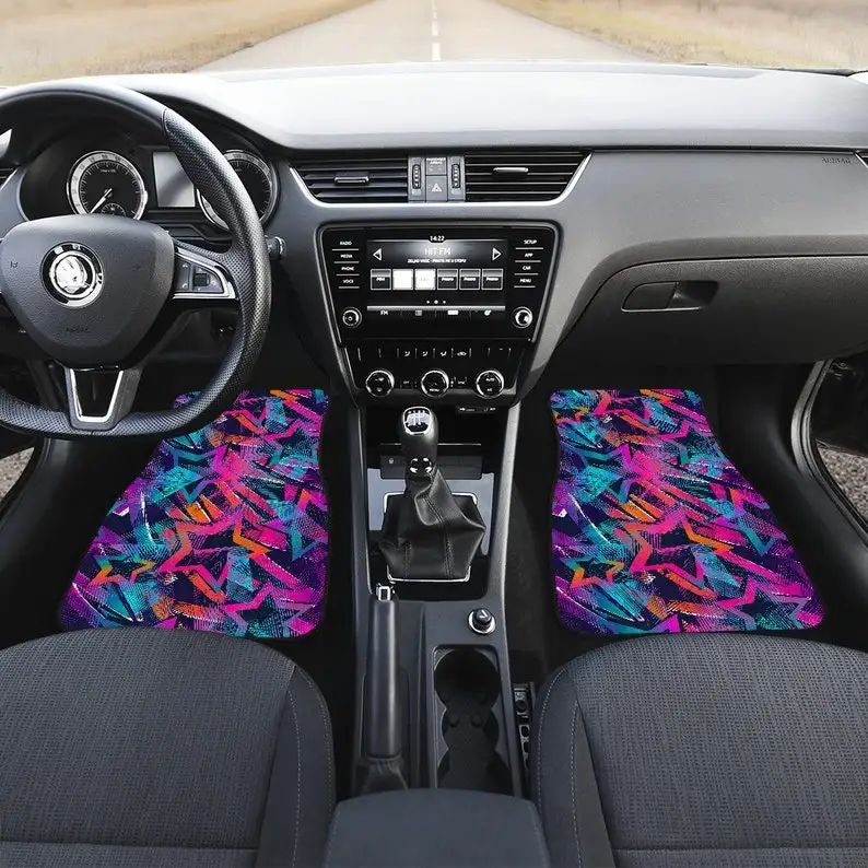 

Colorful Blue Purple Orange Stars Abstract Art Car Floor Mats Set, Front and Back Floor Mats for Car, Car Accessories