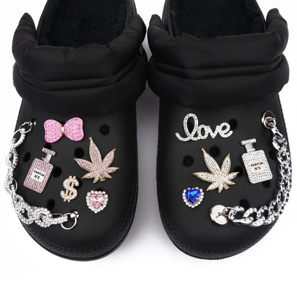 Designer Croc Shoe Charms Metal Bling Chains Shoes Decorations Perfume Queen  Accessories For JIBZ Wristbands  Girl Gifts