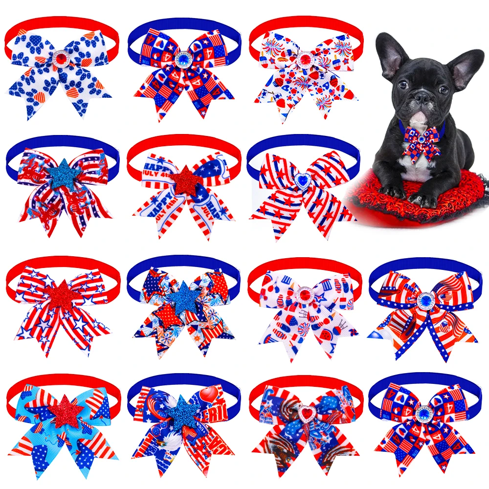 

50/100pcs Dog 4th of july decorations Dog Bow Tie Dog Fashion Small Dog Cat Bowtie Dogs Grooming Cat Accessories Pet Supplies