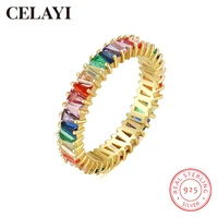 celayi 925 sterling silver ring for women 2022 new colorful zircon retro rings rainbow color european and american ring jewelry