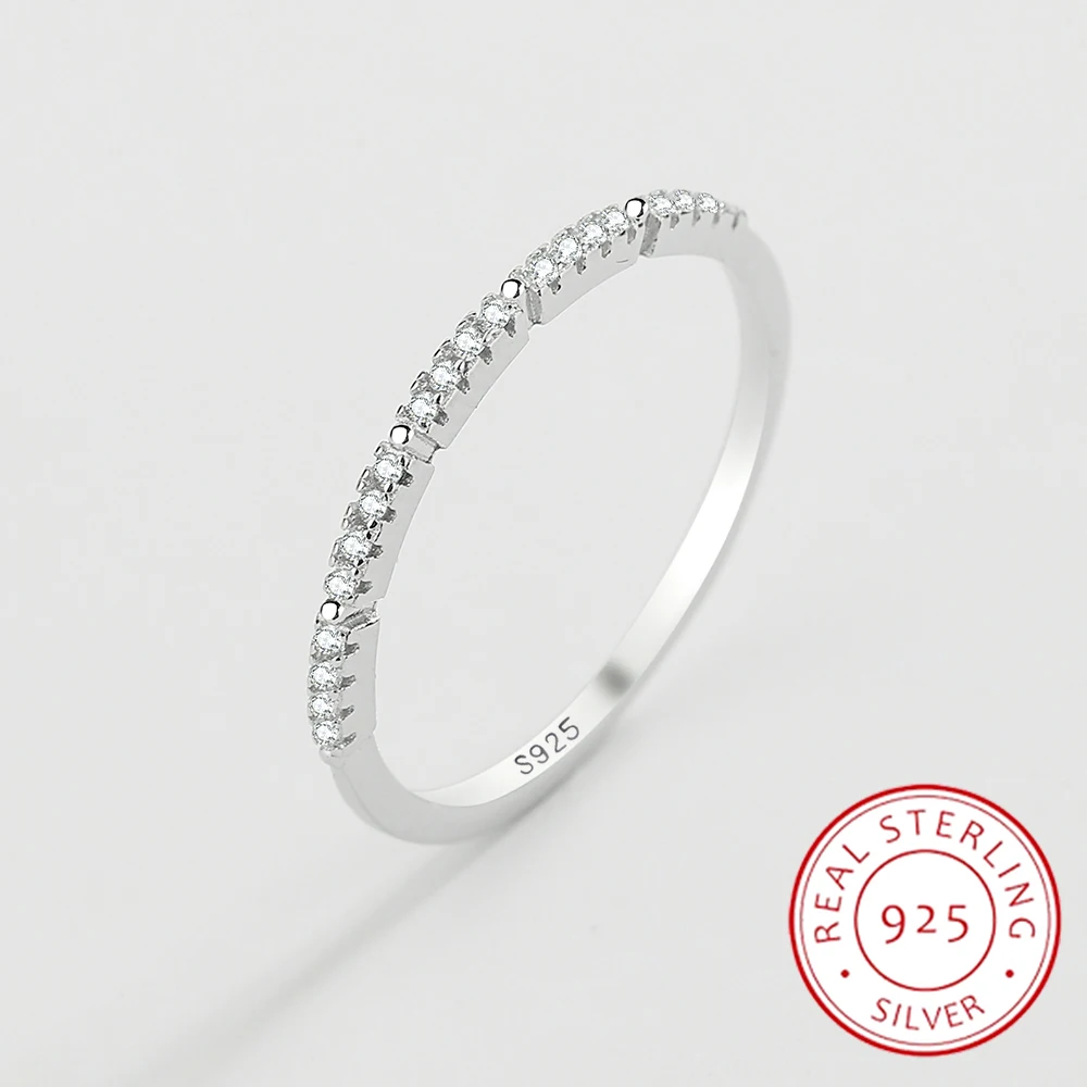 

2022 NEW Simple Single Row Drill Ring For Women Genuine Real S925 Silver Diamond Crystal Valentine's Day Gift Jewelry Accessorie