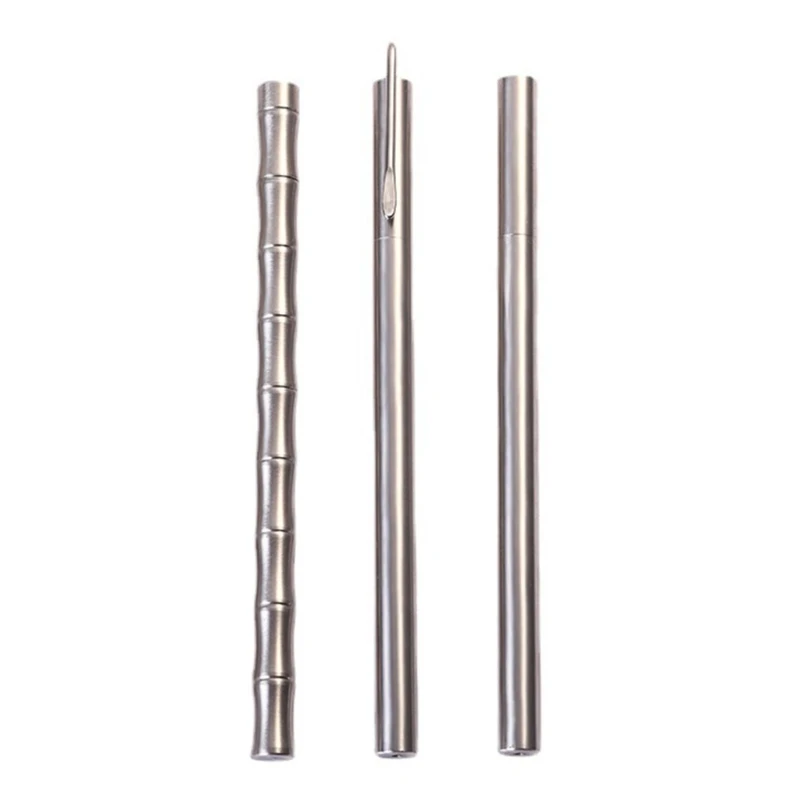 

Y9RF Writing Pen Bamboo Joint Stainless Ballpoint Pen Portable Delicate Signature Pen