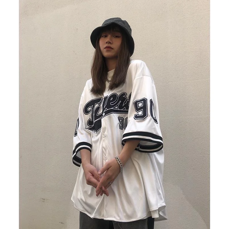 

Summer thin trend cardigan seven-point short-sleeved men's loose five-point sleeves casual fashion hip-hop street shirt women