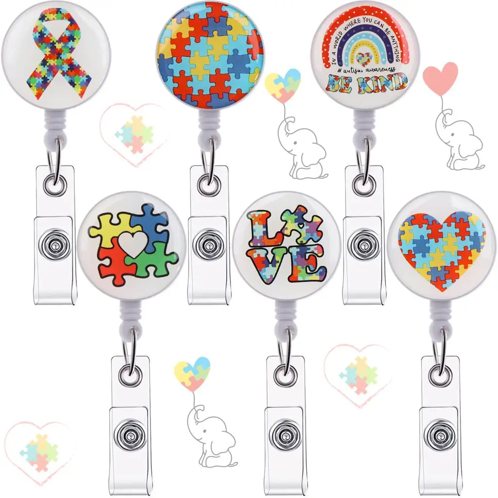 

2022 New Design High Quality Retractable Hospital Nurse Badge Holder Reel Awareness Badge Reel Rainbow Heart Ribbon Scroll