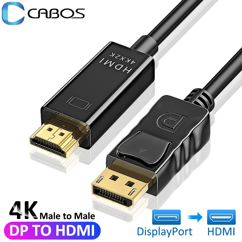 4K DisplayPort DP to HDMI-compatible Cable Adapter DisplayPort to HDMI HD Video Audio Cable Converter For PC TV Projector Laptop