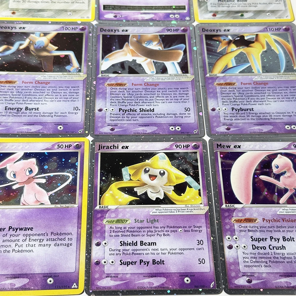 Фото Pokémon English PTCG Old Starry Sky Flash Game Foil DIY Card Пикачу Мьютвоу LV.X Мью Джирачи Деоксис ex97/98/99 Мью ex Джирачи ex №3
