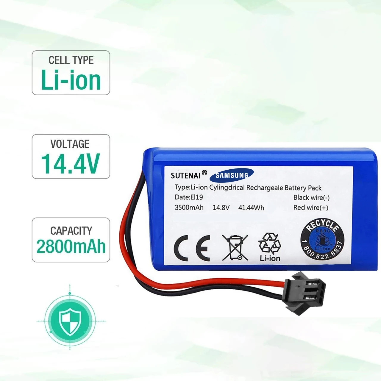 

NEW 14.8V 6800mAh 18650 Replacement Li-ion Battery for Conga Excellence 990 1090 Ecovacs Deebot N79S N79 Eufy Robovac 11S 12 15C