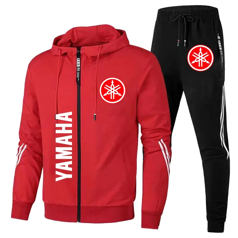 New Yamaha Clothing Tracksuit Men Sportswear Zip Pullover+Pant 2 Piece Sets Casual Fitness Jogging Sweatshirt Man Clothes