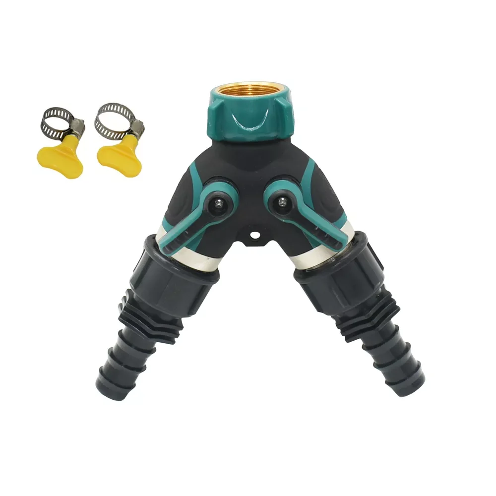 

NEW2022 3/4" Female to 1/2 3/4" garden hose 2-way Garden tap water splitter Barb quick connector Y Irrigation valve PE