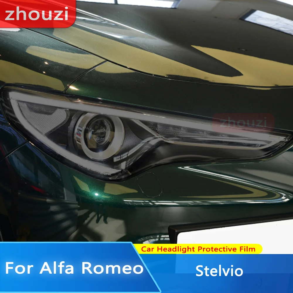 

For Alfa Romeo Stelvio 949 2017-On 2021 2022 Car Headlight Protective Film Front Light Wrap Transparent Smoked Black TPU Sticker