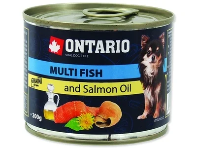 4 шт. Ontario Консервы для собак: рыбное ассорти ONTARIO Mini - Multi Fish and Salmon oil 200g 214-2021 | Дом и