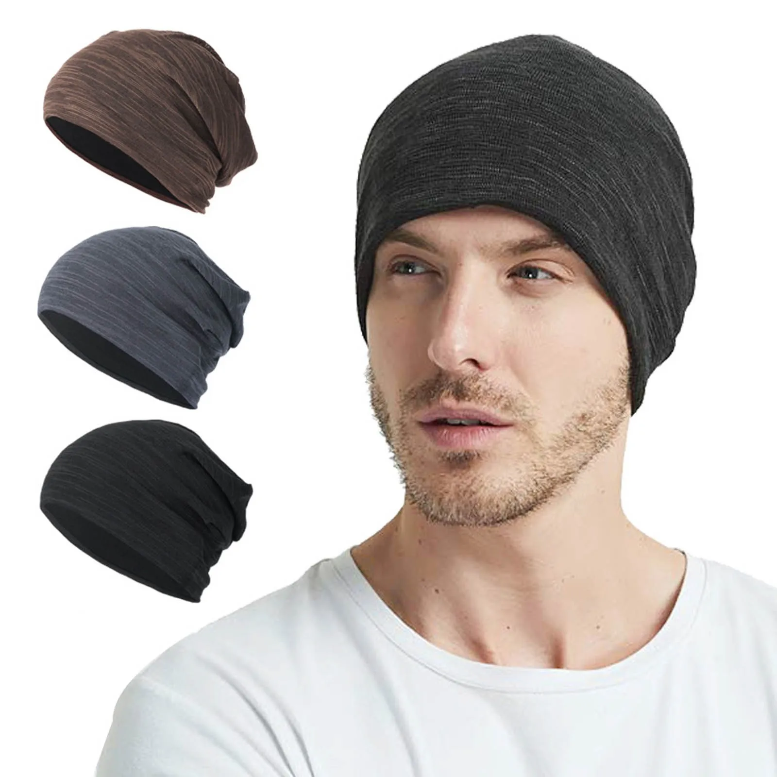 

Autumn Winter Thick Warm Hats For Men Women Men‘’s Skullies Beanies Solid Color Turban Hat Female Male Windproof Cap Bonnet