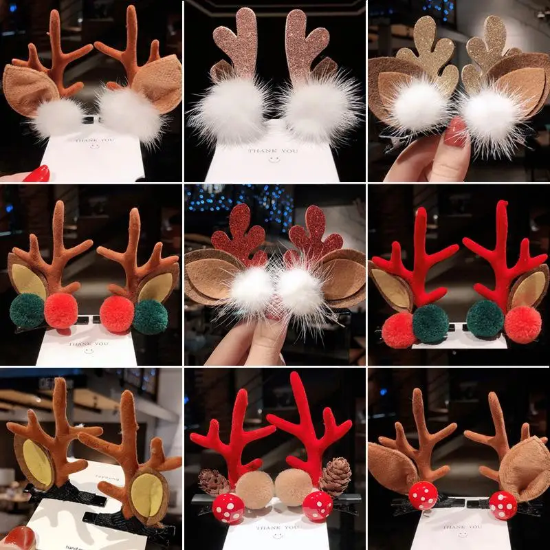 

Kawaii Christmas Hairpin Hair Ornaments Christmas Hat Cartoon Christmas Tree Side Clip Hairpin Headwear Creative Children Gifts