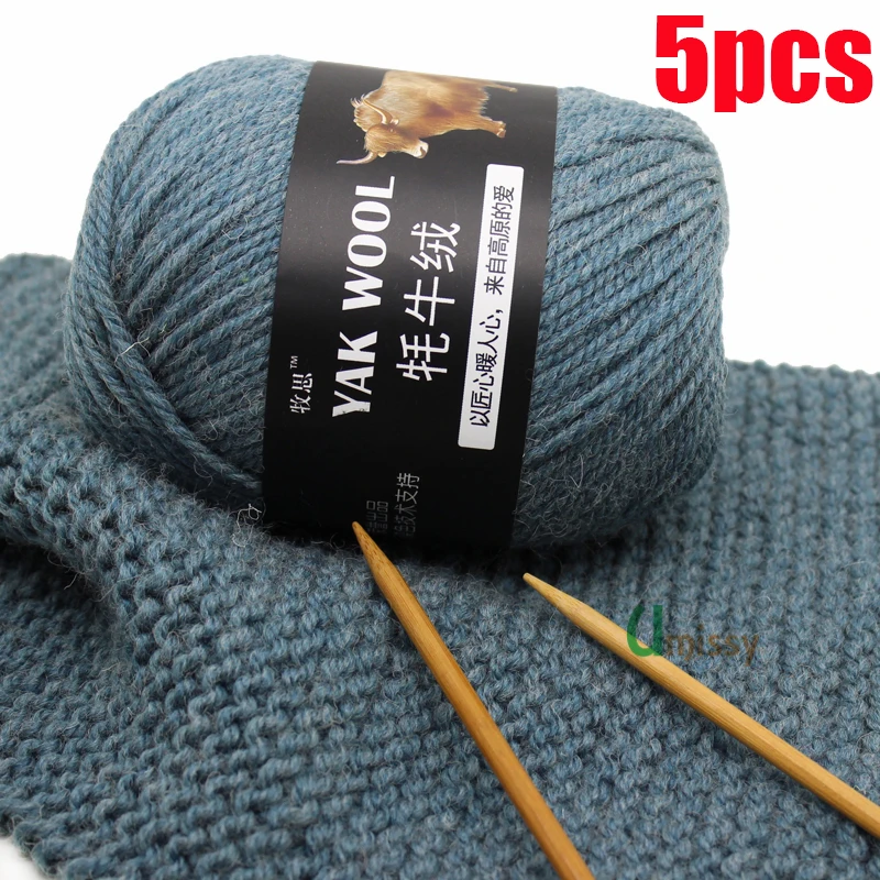 

5pcs Yak Wool Yarn for Knitting Fine Worsted Blended Crochet Yarn Knitting Sweater Scarf Chunky Yarn