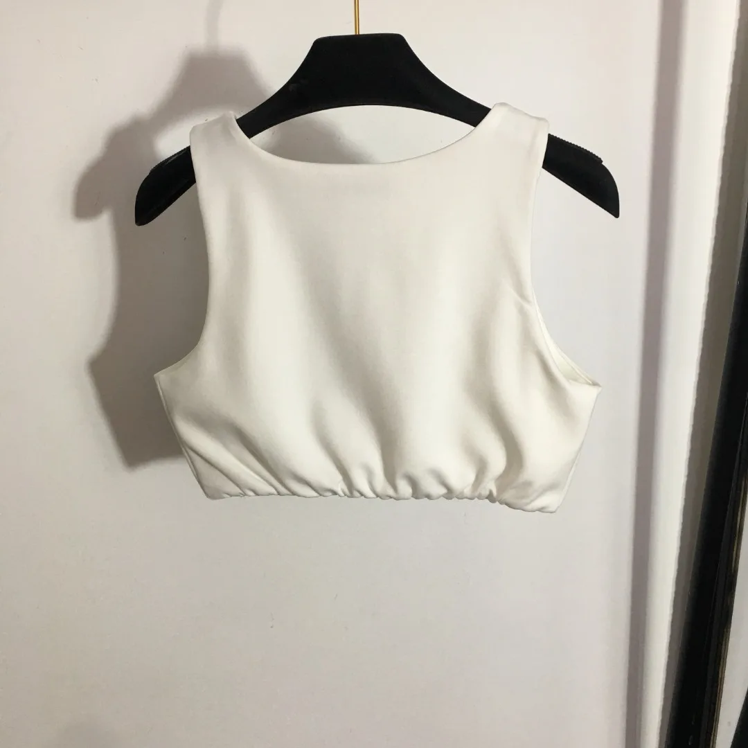 

20231474 Spring And Summer New Yoga Sports Suit, Heavy Industry Nail Drill Nail Bead Letter VestTop + Elastic Waist Casual Pants