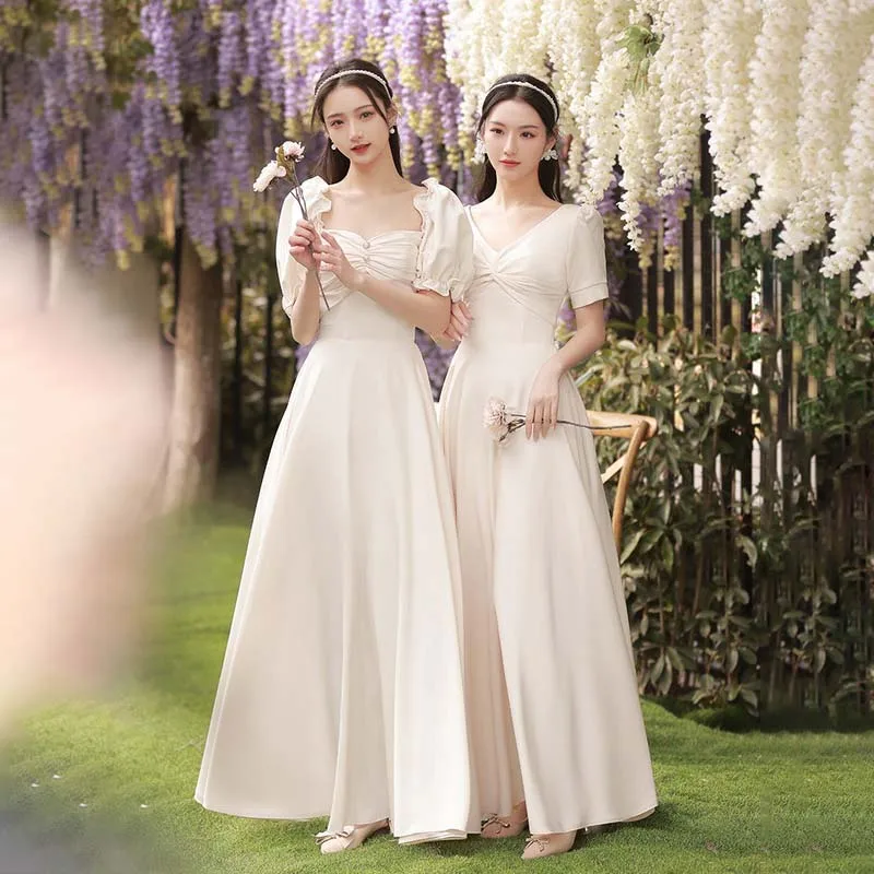 

Bridesmaid Dresses New Appliques Strapless A-Line Empire Short Sleeves Pleat Floor-Length Lace Up Lady Formal Party Gown E1177