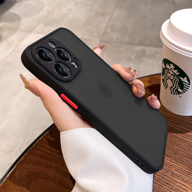 

Luxury Shockproof Armor Matte Clear Phone Case For iPhone 11 12 13 14 Pro Max Mini X XS XR 7 8 Plus Bumper Silicon PC Hard Cover