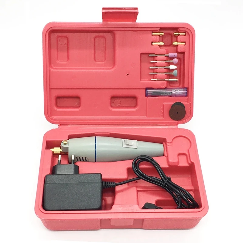 

Mini Electric Drill+ 15Pcs Grinding Accessories + Adapter Multifunction Engraving Machine Electric Tool Set Kit EU Plug
