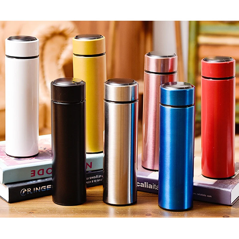 

Water Bottle Leak Proof Double Walled Keep Drink Hot & Cold LCD Temperature Display Straight Mug Thermos Cup