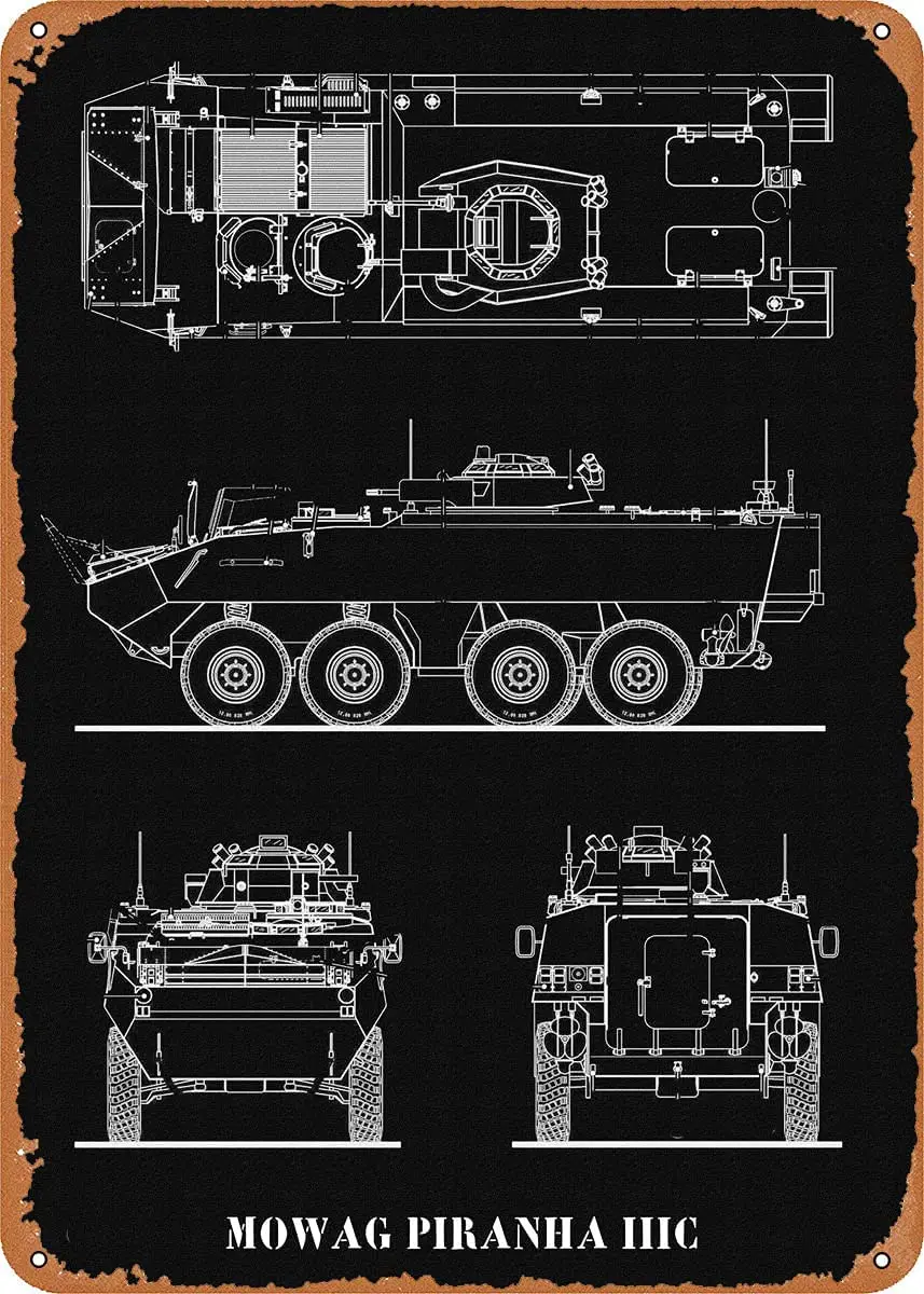 

MOWAG Piranha IIIC Metal Tin Sign Wall Decor Man Cave Military Fan Gift Home Bar Pub Decorative Military Posters 12x8 Inch