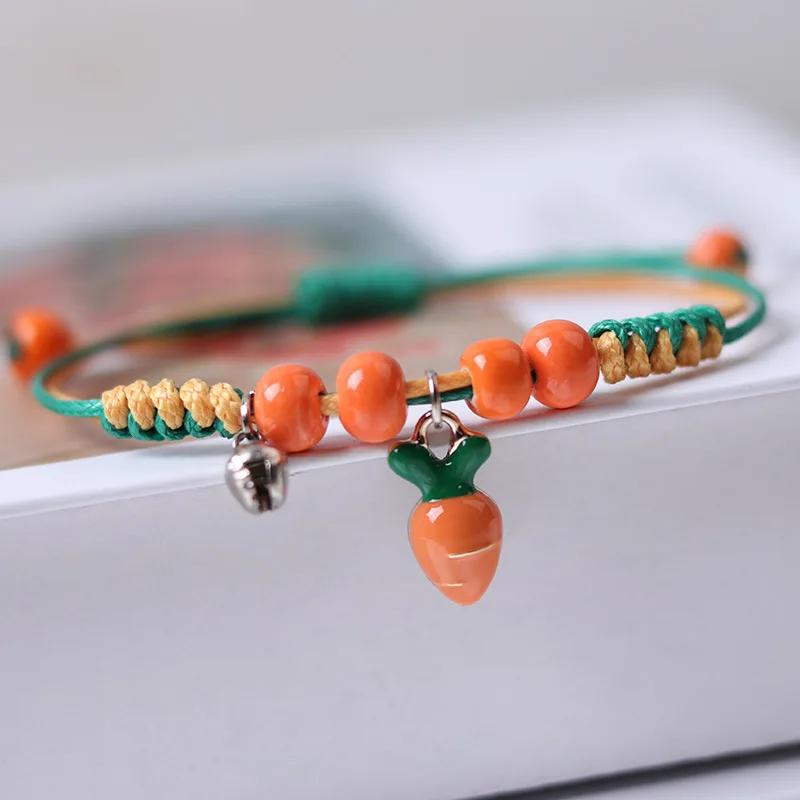 

2023 Cute Multicolor Lucky Acrylic Resin Carrot Bracelet For Women Rabbit Pendant Bracelet Girl Fashion Jewelry Gifts