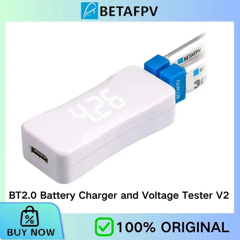 Фото Зарядное устройство BETAFPV BT2.0 1S с тестером напряжения, зарядка Type-C V2 4.35В/5В 1А/2А для 1S LiPo RC аккумуляторов №1