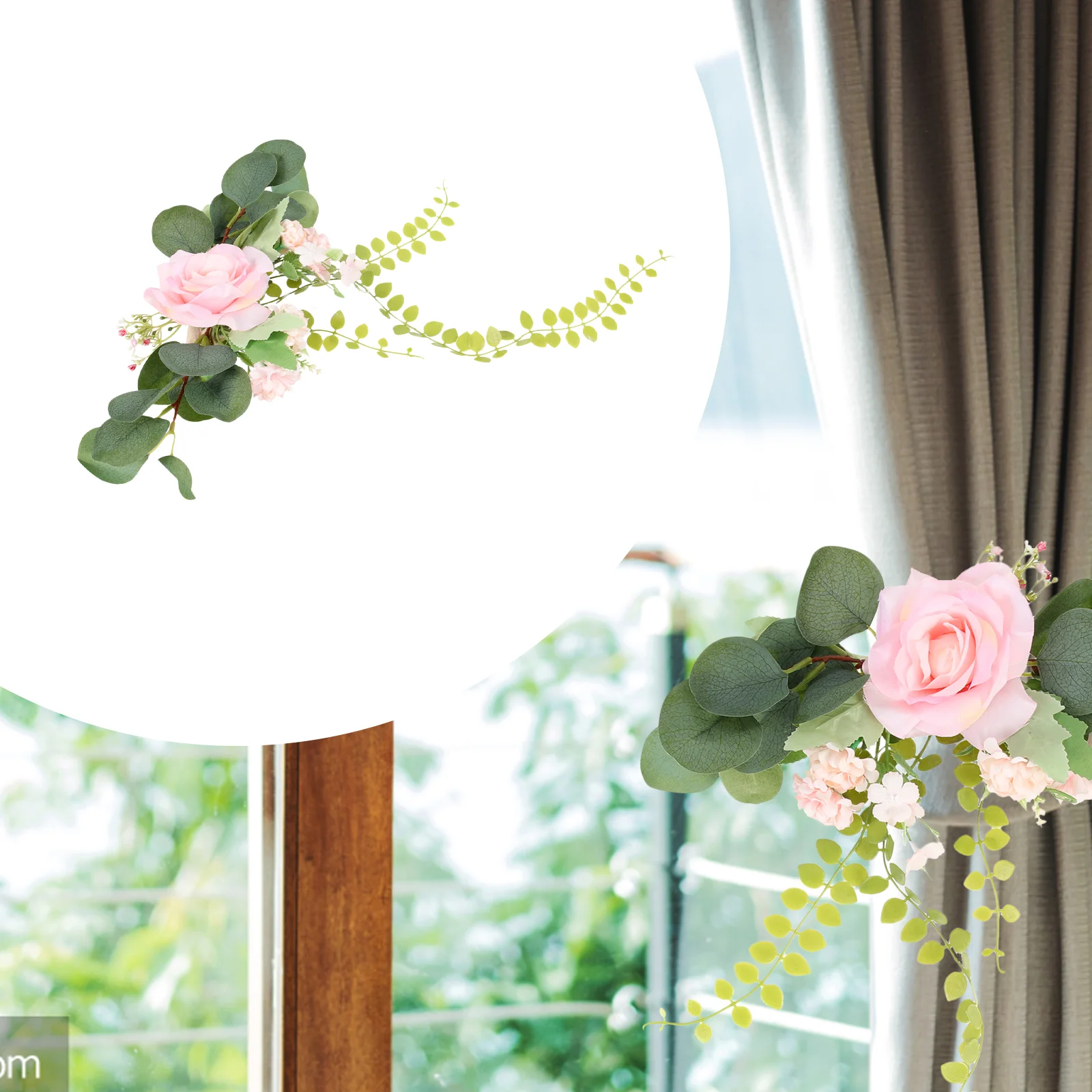 

Curtain Tiebacks Flower Rose Aisle Wedding Tie Decorative Artificial Drapery Rope Holdbacks Tieback Drape Window Buckle Flowers