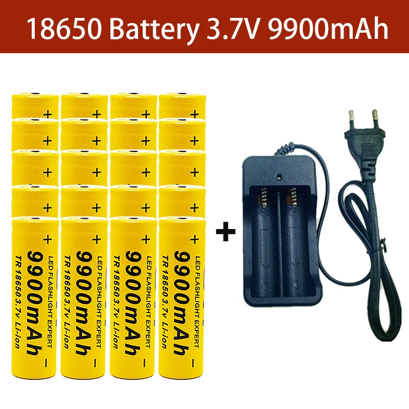 

3.7V 18650 Rechargeable Lithium Ion Battery 9900mah High Current Fast Charging For LED Flashlight for Kids Toys Electronics