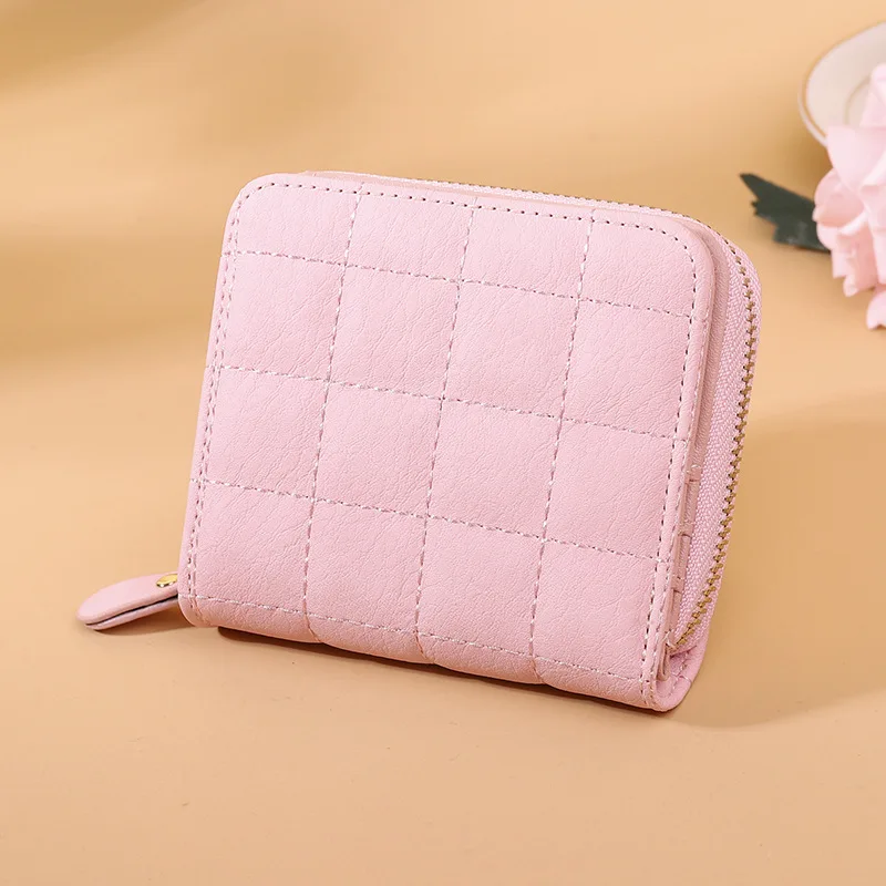 Cute PU Leather Women Short Wallet Small Coin Purses With Zipper Korean Style Female Card Holder Money Clip For Women