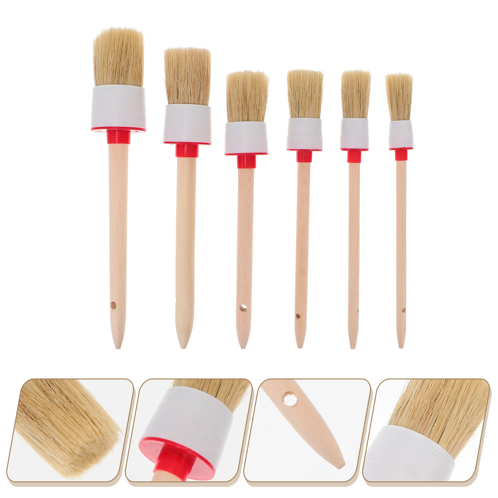 

6 шт., щётки с деревянной ручкой