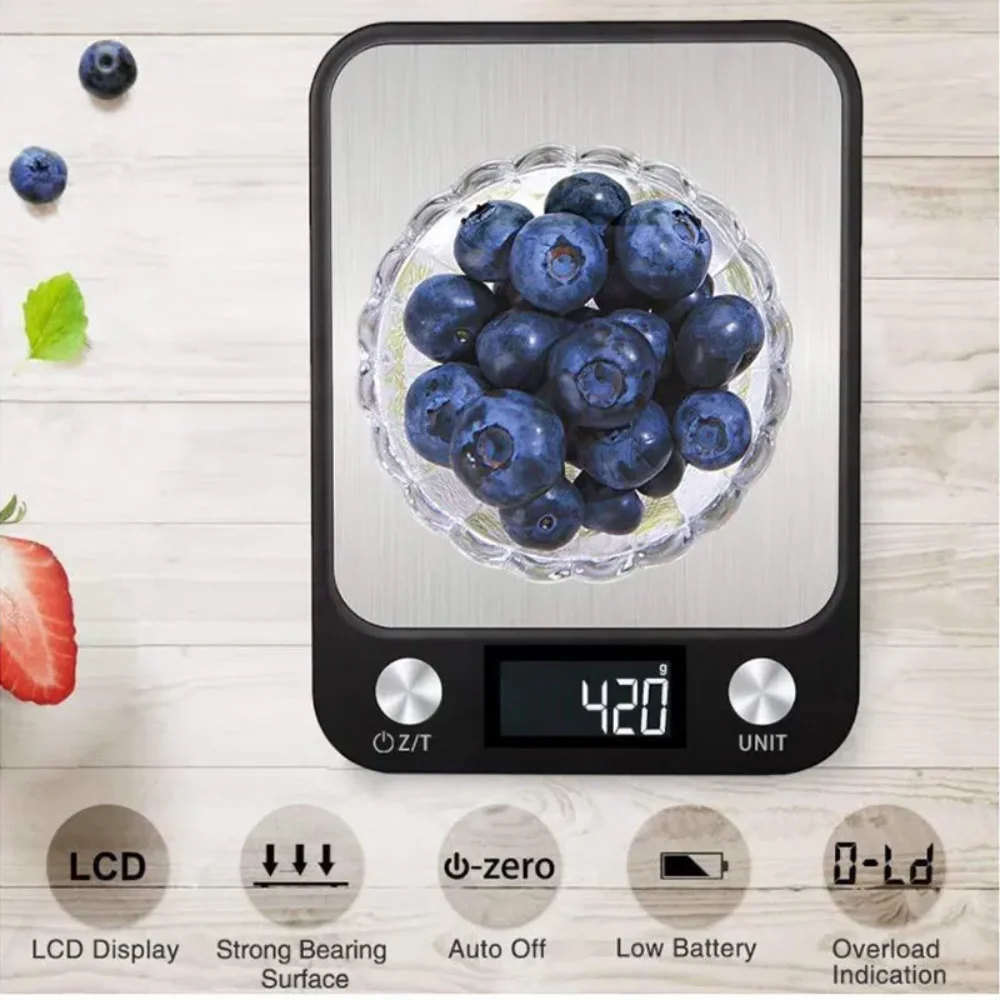 

15Kg/1g Stainless Steel Kitchen Scale Electronic Digital Scales for Kitchen Weighing Measuring Food Coffee Balance Baking Tools