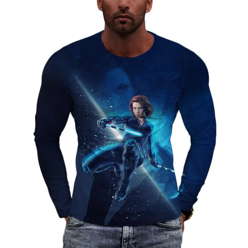 Мужская одежда с 3D-принтом Marvel Черная Вдова весенние мужские футболки большого