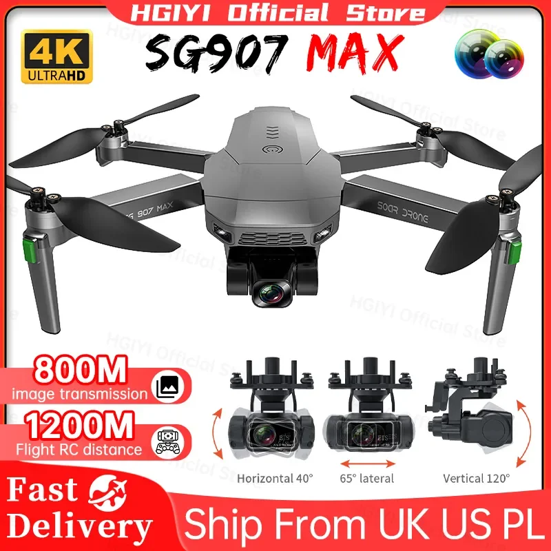 

SG907 Max Drone 4k Profesional HD Dual Camera 3-Axis Gimbal Brushless 5G Wifi GPS Optical Flow RC Quadcopter VS SG906 MAX1