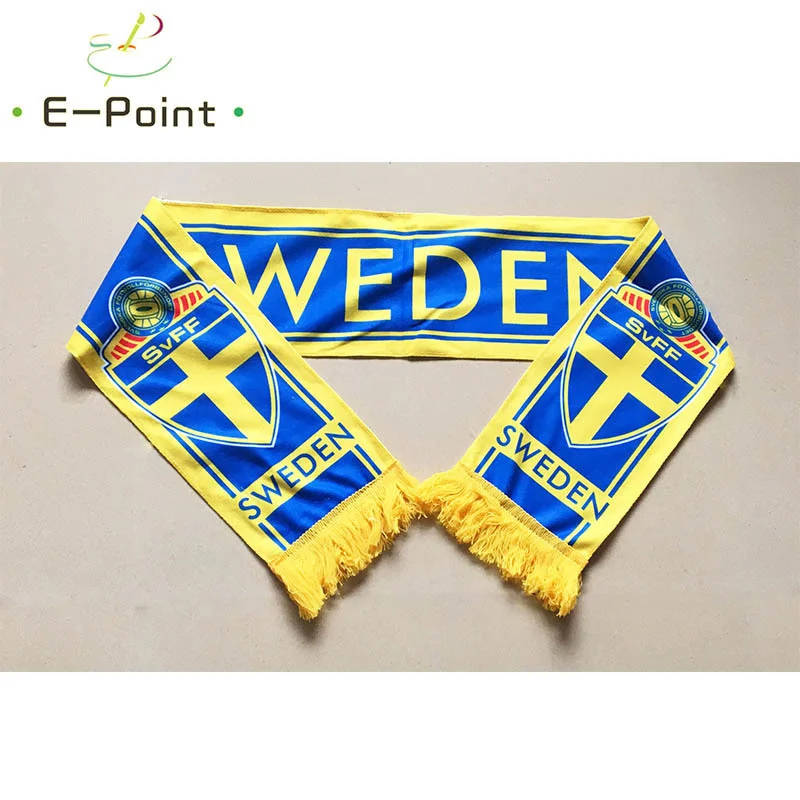 

145*16 cm Size Sweden National Football Team Scarf for Fans 2022 Football World Cup Russia Double-faced Velvet Material