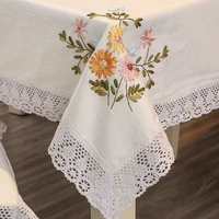 chinese embroidered tablecloth cloth art pastoral tablecloth cotton linen tablecloth small fresh simple rectangular table cloth