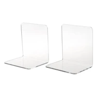 2pcs clear acrylic bookends l shaped desk organizer desktop book holder school stationery office accessories