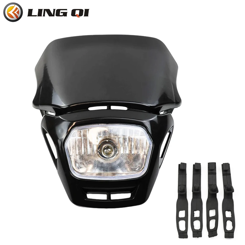 

LINGQI RACING светодиодный налобный фонарь 12 В для пит-байка, фара для универсальных моделей мотоциклов