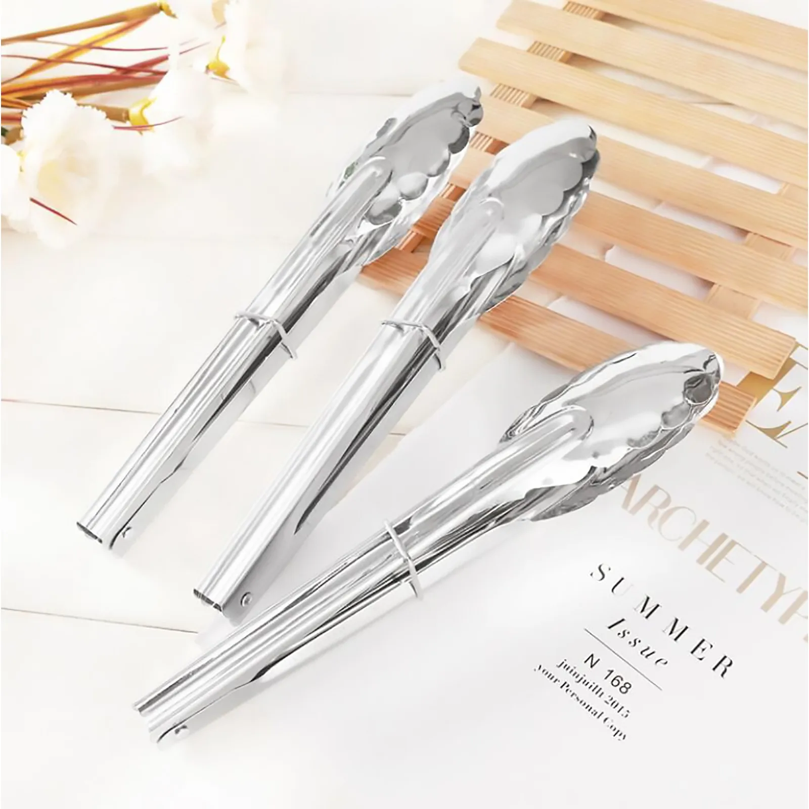 

16 дюймовые кухонные щипцы пищевые столовые приборы из нержавеющей стали термостойкие пищевые щипцы для жарки быстрое барбекю