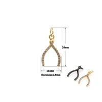 fashion latest list jewelry gold micro pave wishbone pendant lucky bone for bracelet necklace jewelry making supplies