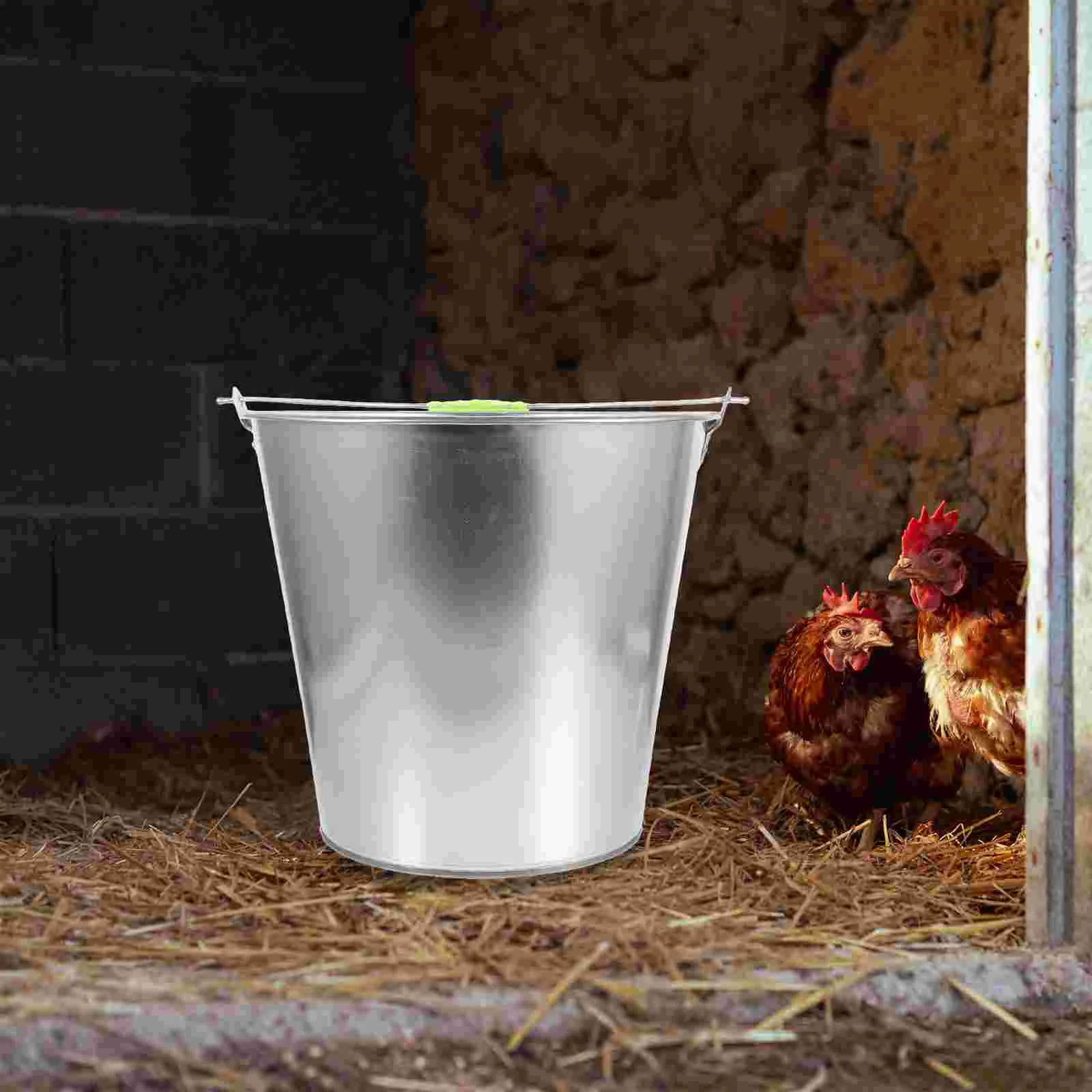 

Handle Large Capacity Bucket Kitchen Food Garbage Can Poultry Feeding Watering Supplies Portable Thick Section