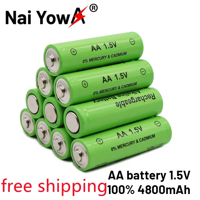 

2023NEW 1-20Pcs 1.5V AA Battery 4800mAh Rechargeable battery NI-MH 1.5 V AA Batteries for Clocks mice computers toys so on+Free