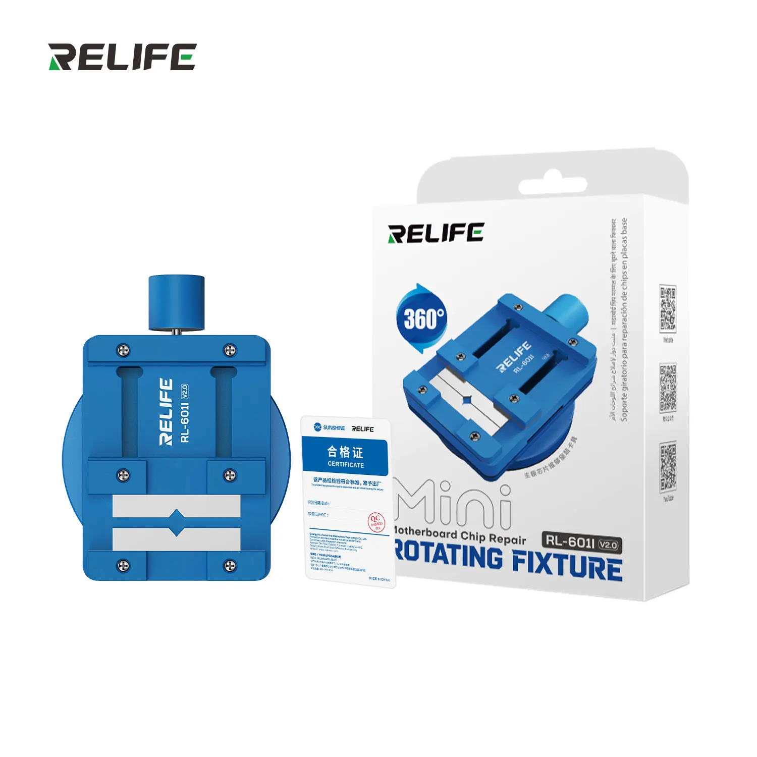 Фото RELIFE RL-601I V2.0 Мини-вращающееся крепление 360° °   Вращающийся магнитный держатель с сильной фиксацией для удаления клея с чипов материнских плат и их ремонта №5