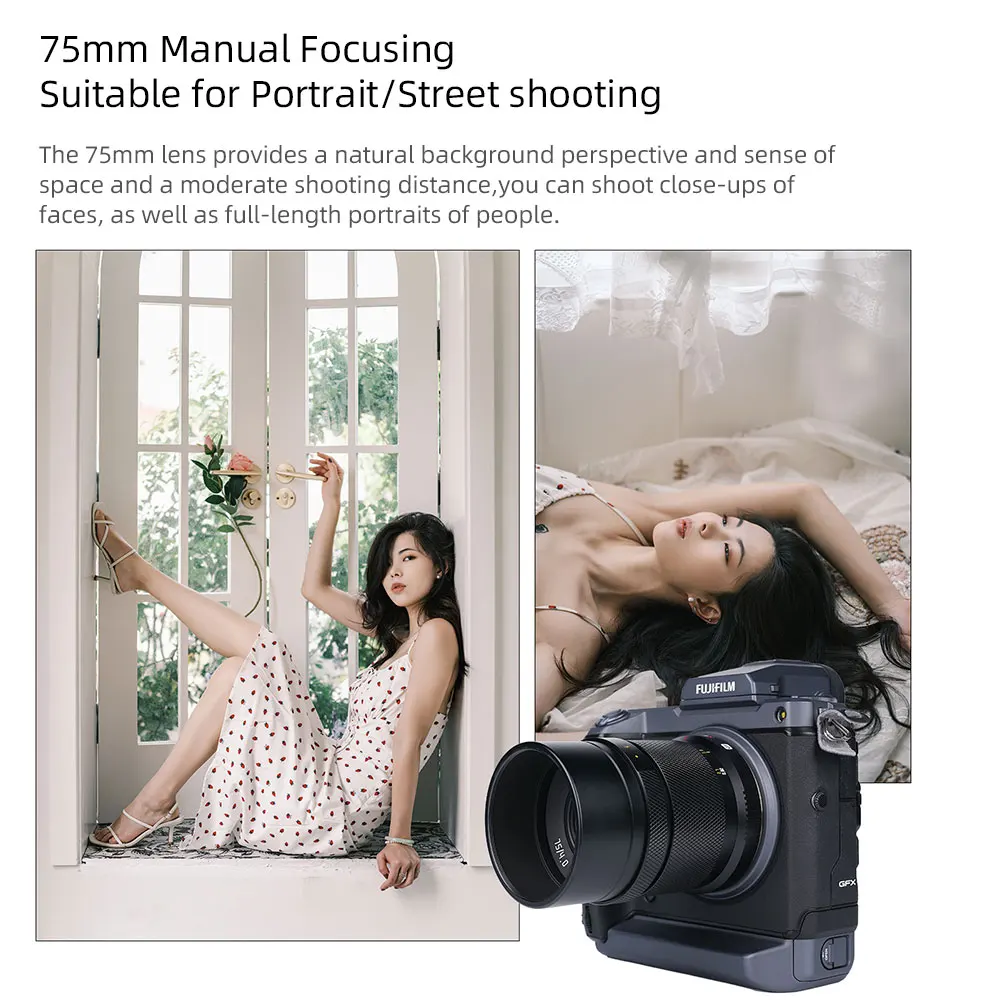 Объектив для портретов AstrHori 75 мм F4 среднего формата с ручной фокусировкой для Fuji Fujifilm GFX Mount Camera GFX100 GFX100S GFX50S GFX50R