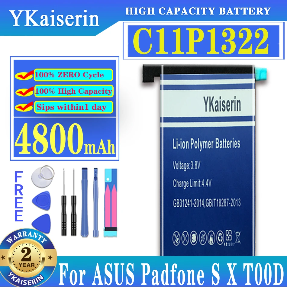 

YKaiserin For ASUS Padfone X Battery For ASUS Padfone S/padfone X T00N PF500KL T00D C11P1322 4800mAh High Capacity Batteries