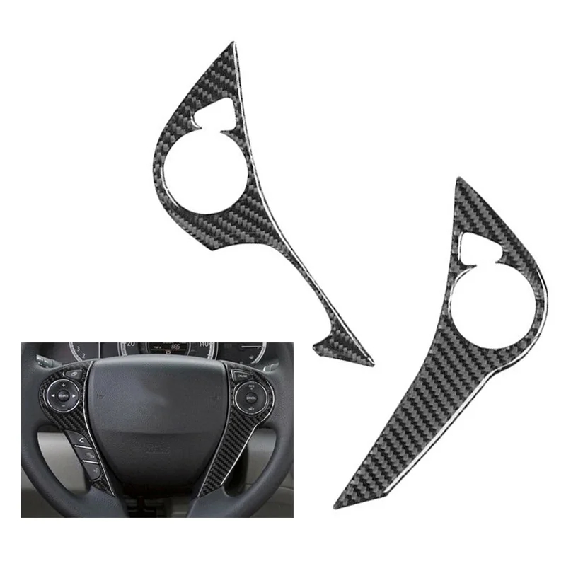 

Черное углеродное волокно, автомобильная внутренняя Кнопка рулевого колеса, отделка, Обложка, наклейка на раму, подходит для Honda Accord 2013 2014 2015...