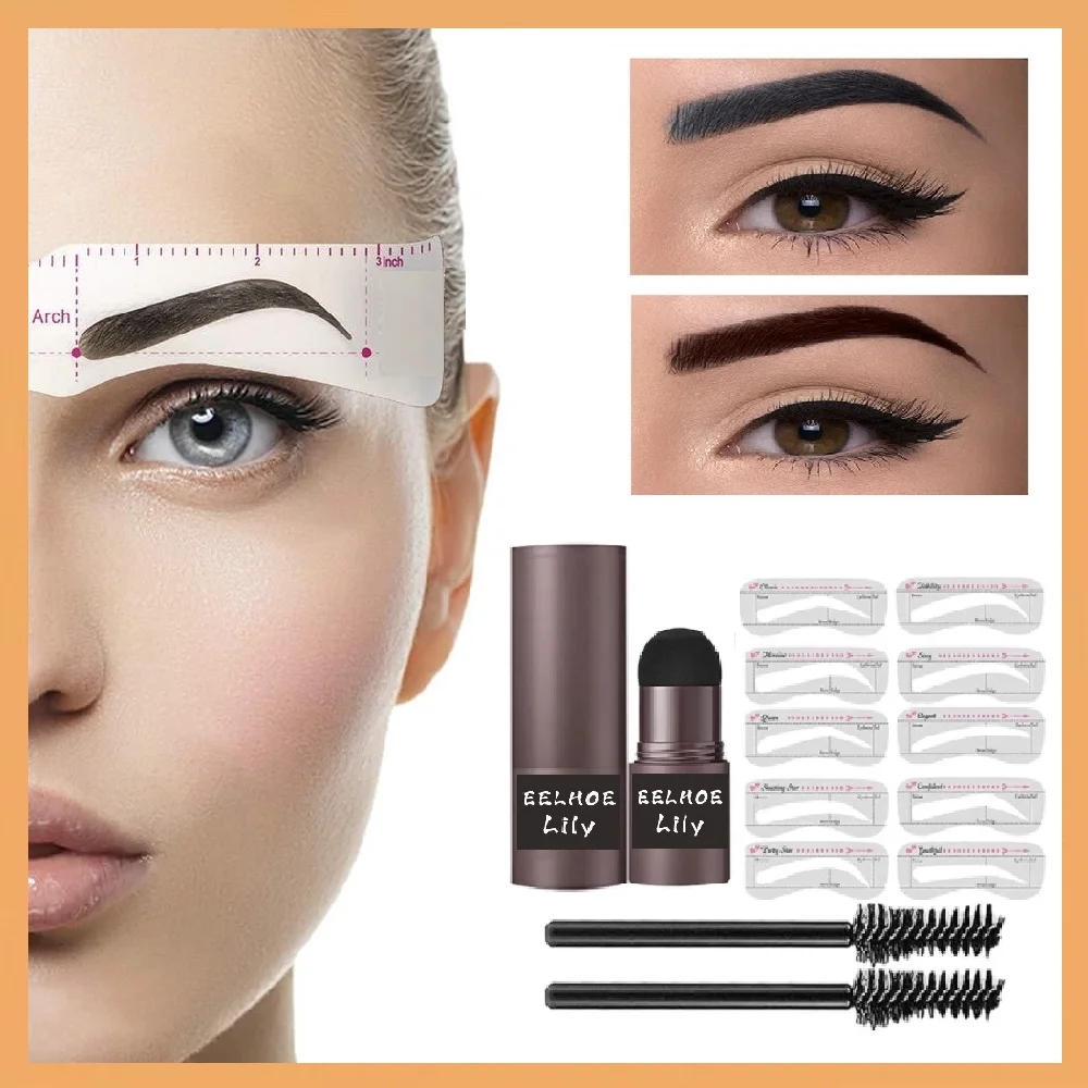 Eye Brow 2023 One Step Eyebrow Stamp Shaping Kit Set Pen Women Natural Stick Hairline Enhance Waterproof Contour Stencil Tint
