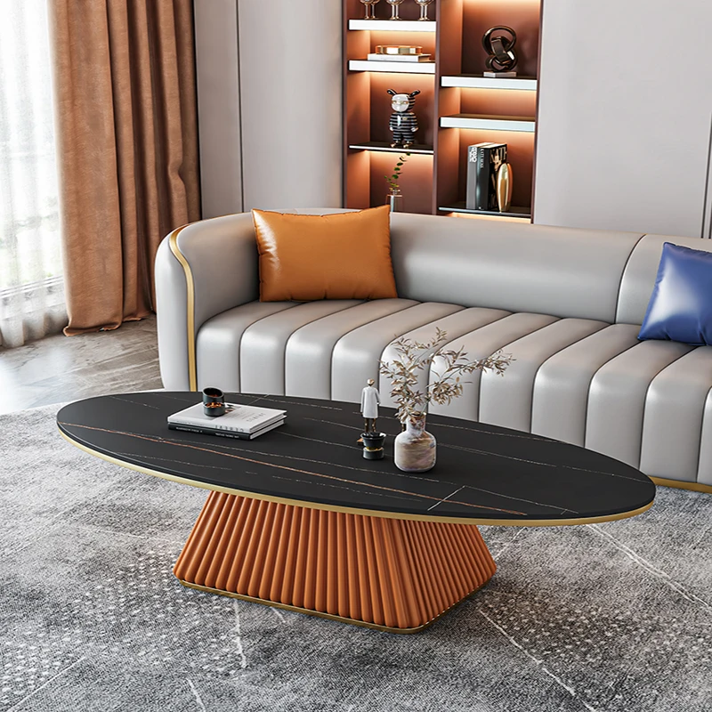 

Luxury Slate Tea Table Simple Modern Small-sized Living Room Home Nordic Creative Designer Oval Tea Table