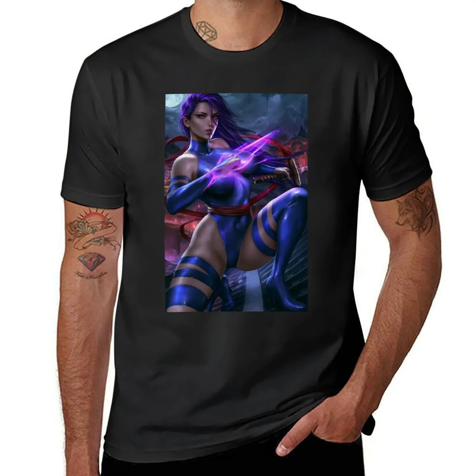 Футболка Psylocke для мальчика черные заготовки милая одежда мужская футболка