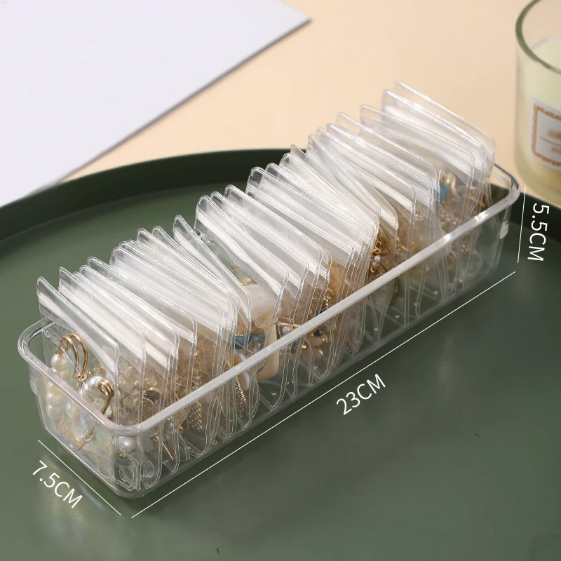 50Pcs Transparent PVC Jewelry Organizer Box Package Bags Anti-Oxidation Bag Earring Necklace Storage Holder Self Sealing Pouch